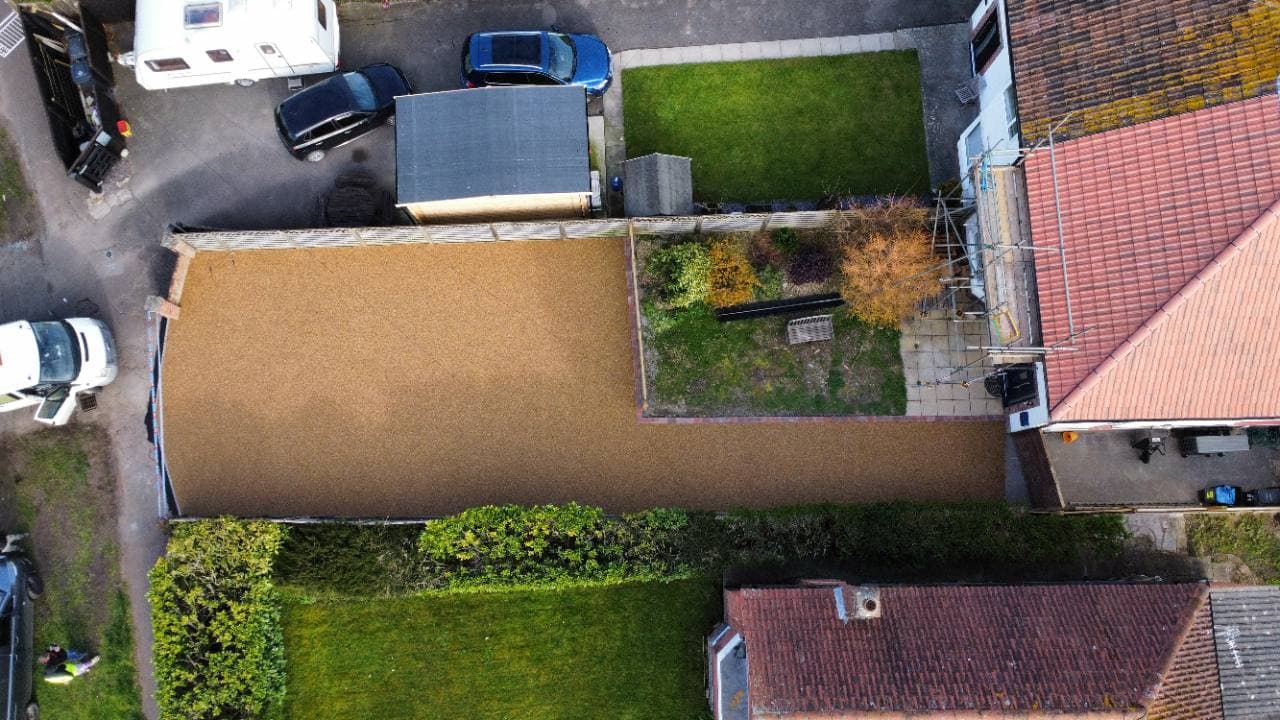 Aerial view of the full Penrith resin driveway layout