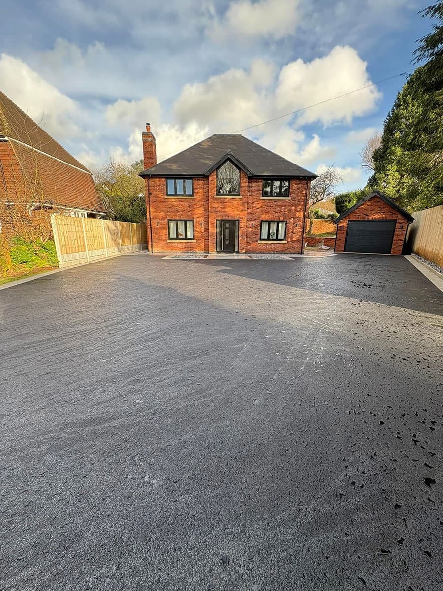 Tarmac driveway with block paved border by Quantock Paving